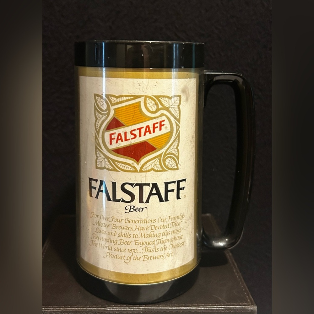 Vintage Thermo-Serv 16 Oz Insulated Plastic Mug Falstaff Beer